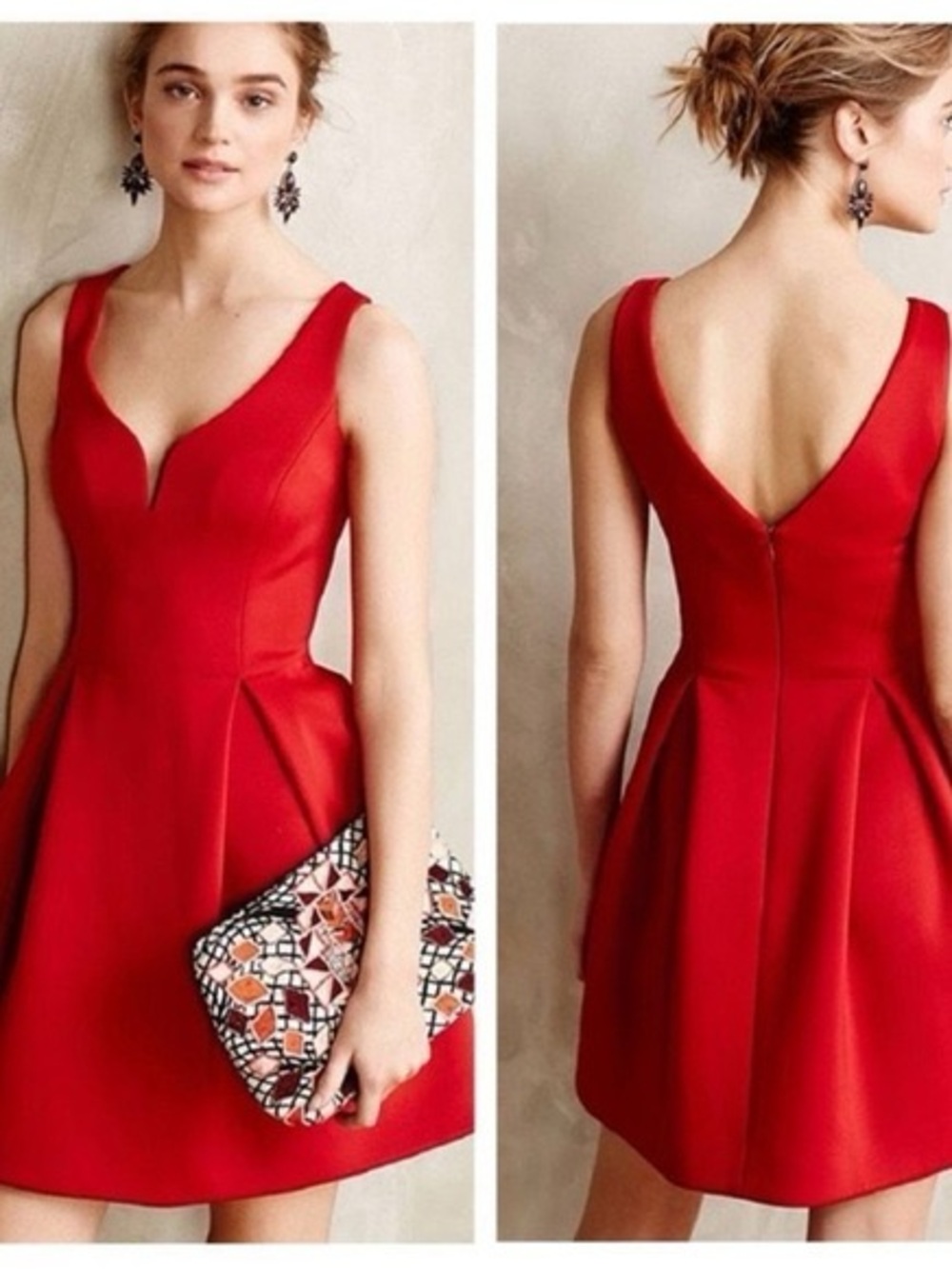 Ali Ro Red Sleeveless Fit-and-Flare Mini Dress